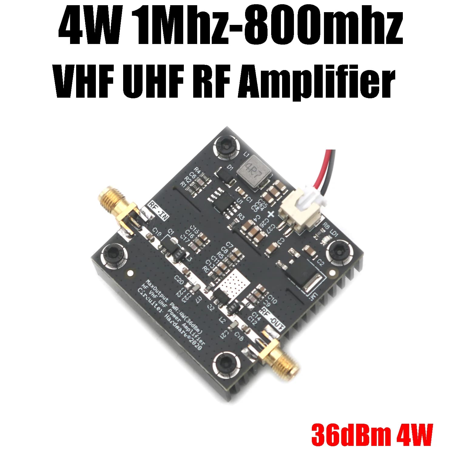 4W 1Mhz-800mhz VHF UHF RF amplificatore di potenza 36DB PER Ham Radio HF FM trasmettitore Walkie talkie onda corta 868MHZ 915MHZ 433MHZ