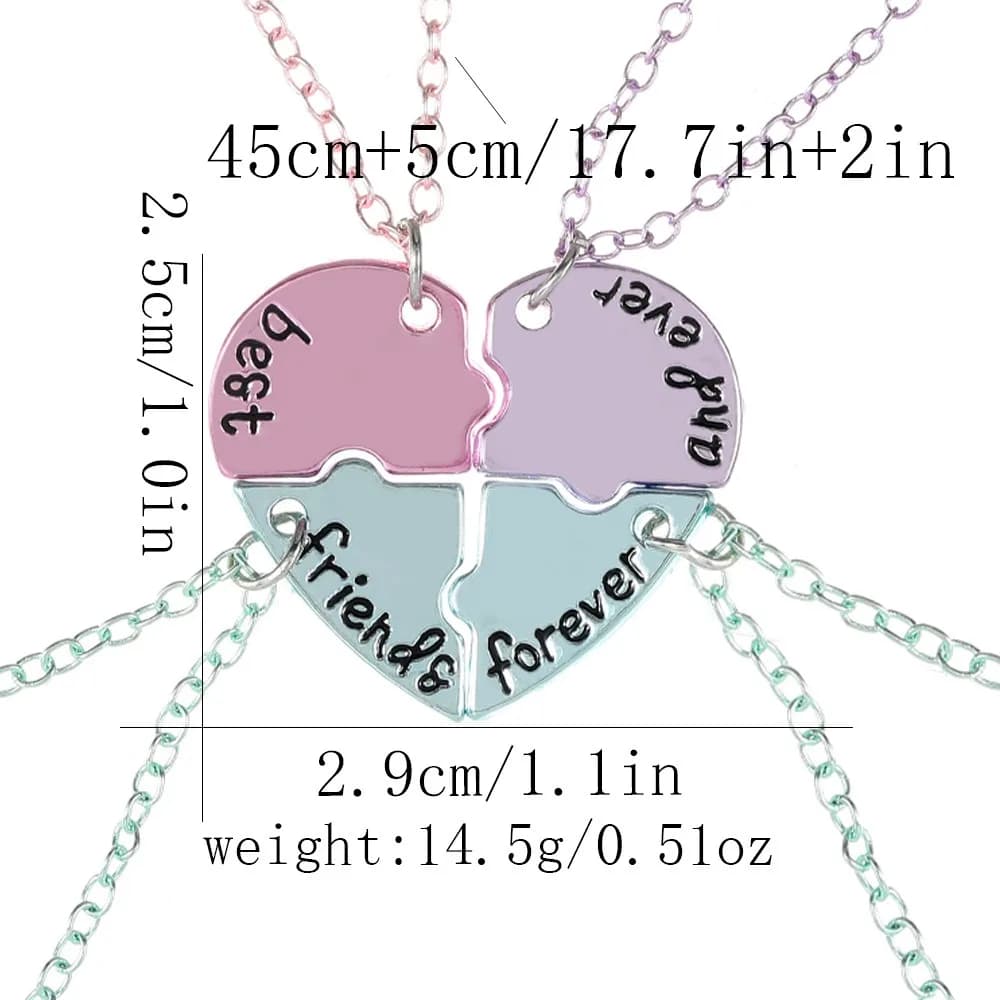 3/4 Tones Heart Puzzle Necklace Adjustable Creative BFF Friendship Jewelry Round Shaped Portable Puzzle Pendant Kids Jewelry