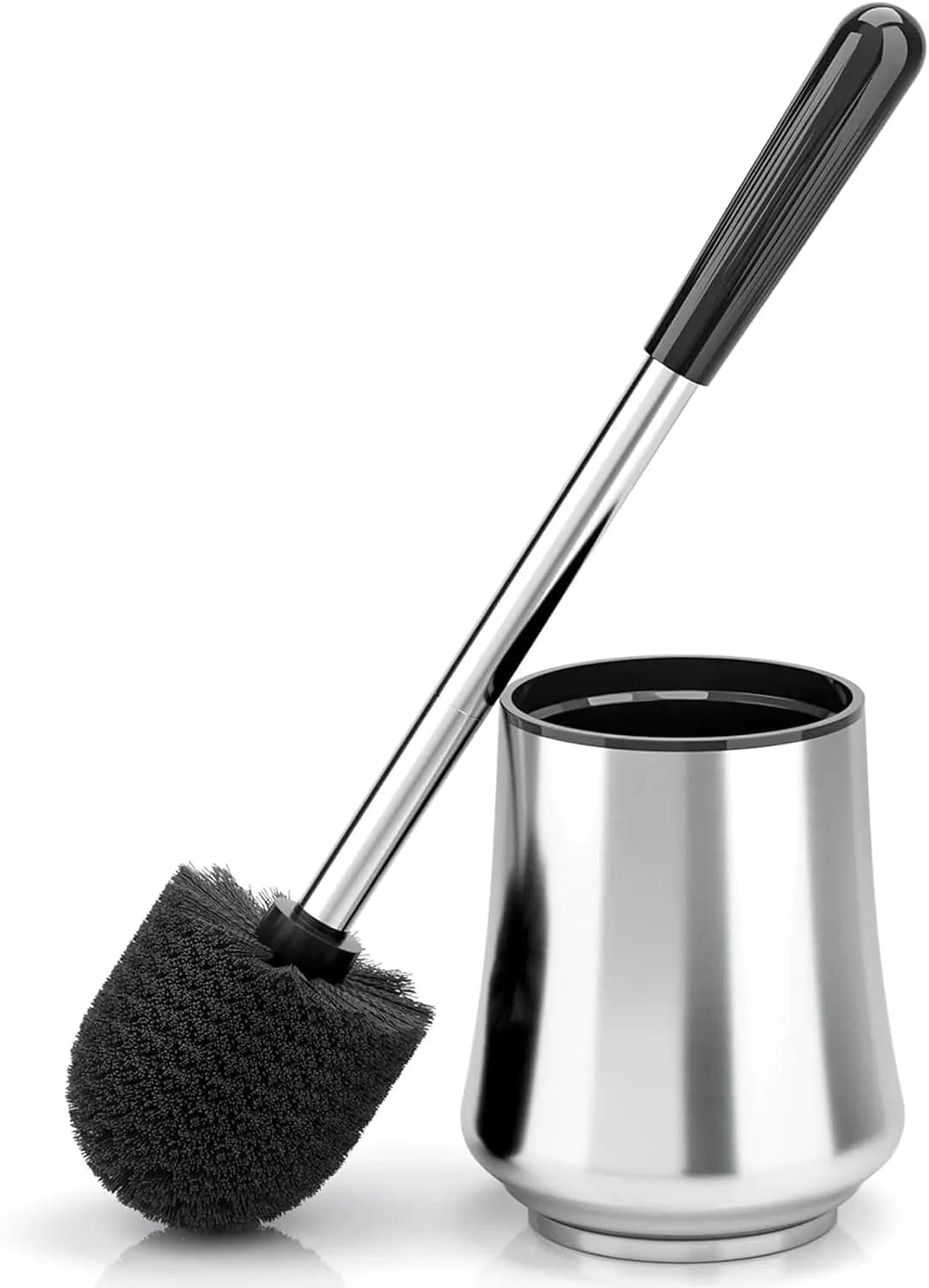 Toilet Brush, Toilet Brush and Holder Sliver Toilet Bowl Brush with Durable Bristles Modern Holder Toilet Scrubber Toilet Brush