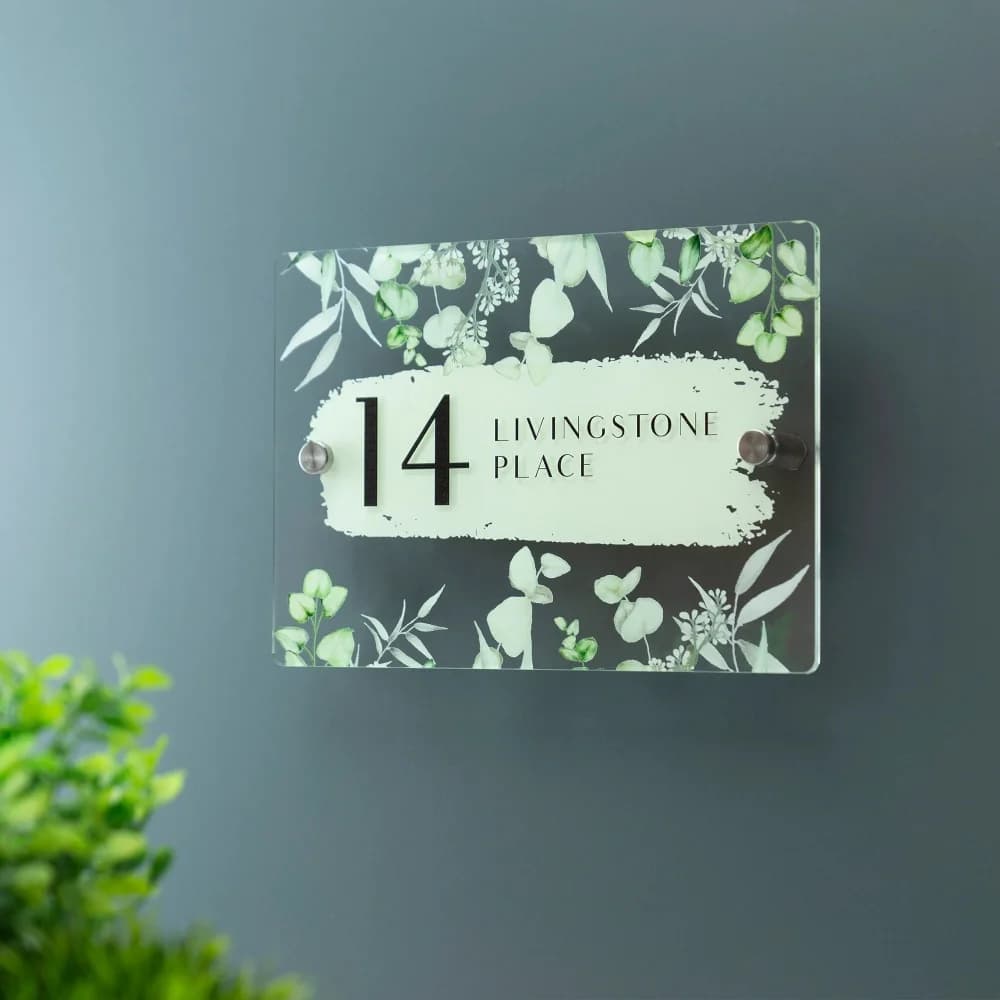 1 piece PMMA custom door plate: custom accessories with forest style number | Single DIY Gift Laser Engraved for Home Daily Use