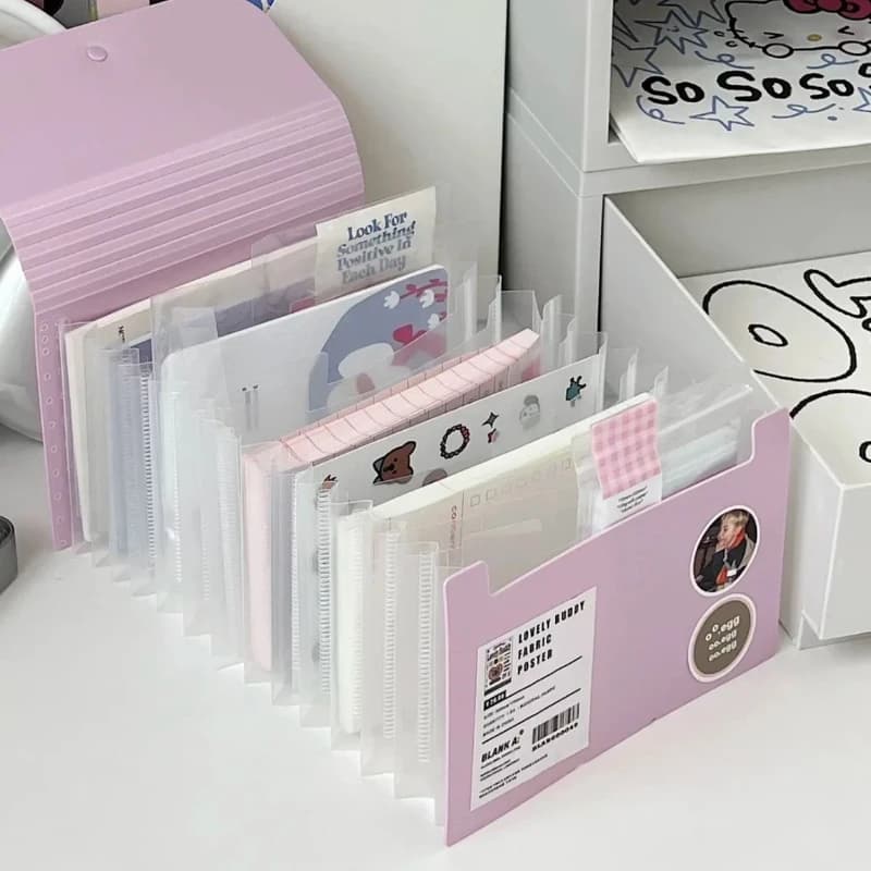 Borsa per organo piccola a 12 strati con cartella multistrato A6 ad alto valore estetico inserto trasparente biglietto con clip per organo di grande capacità