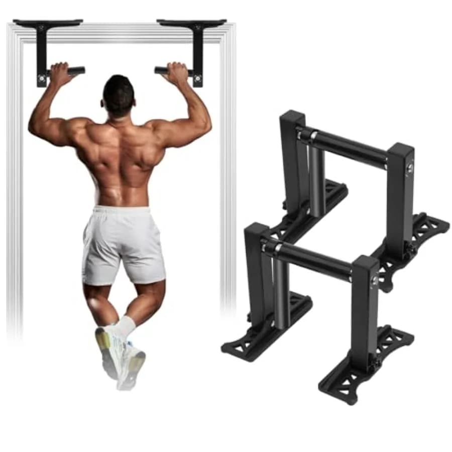 Barra per trazioni da porta per palestra domestica, struttura in acciaio, finitura nera, portatile e multifunzionale, maniglia per allenamento della forza
