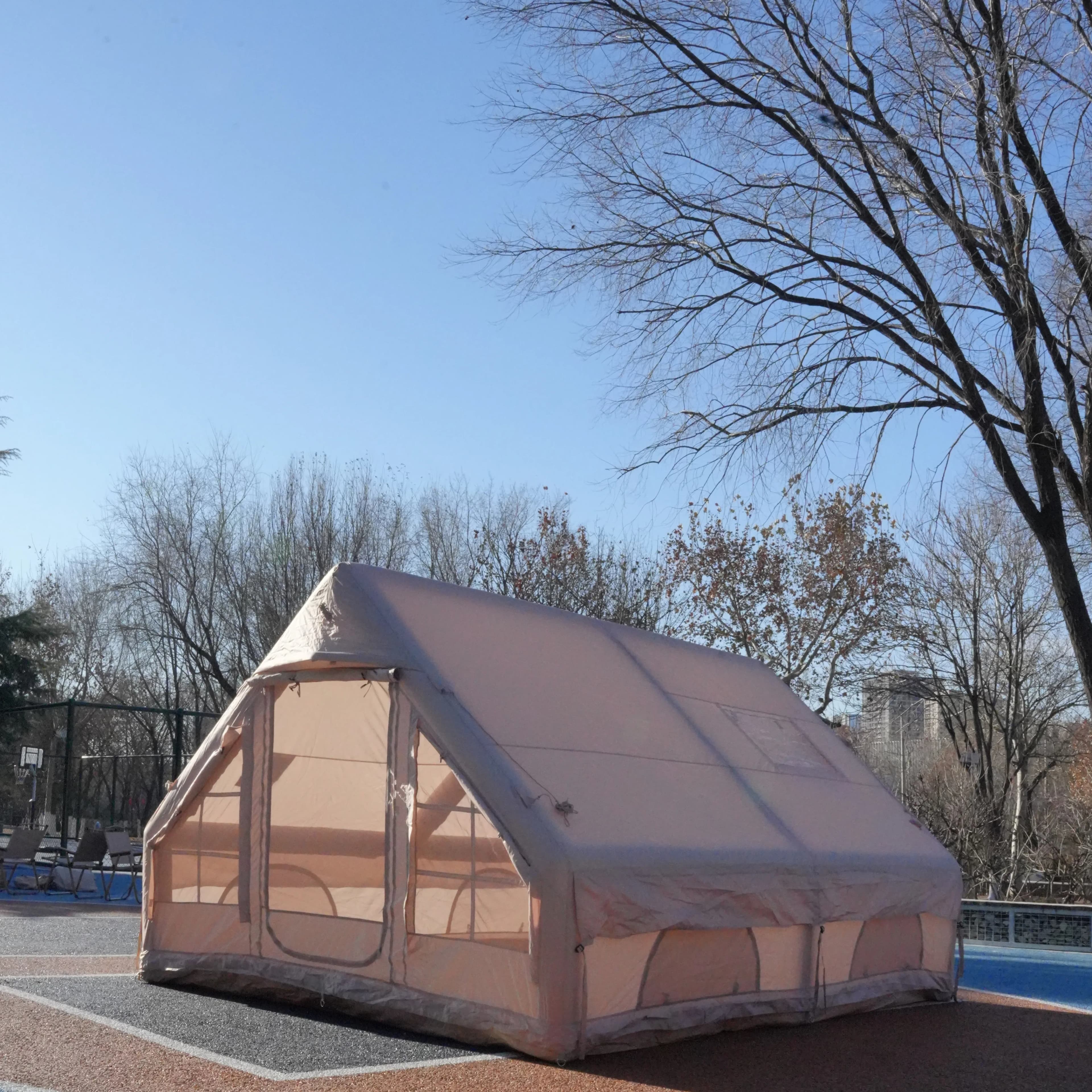 Tenda Gonfiabile di Lusso Portatile 420D Oxford Leggera con Pali ad Aria per Campeggio Esterno Impermeabile Protezione UV Quattro Stagioni Due Persone