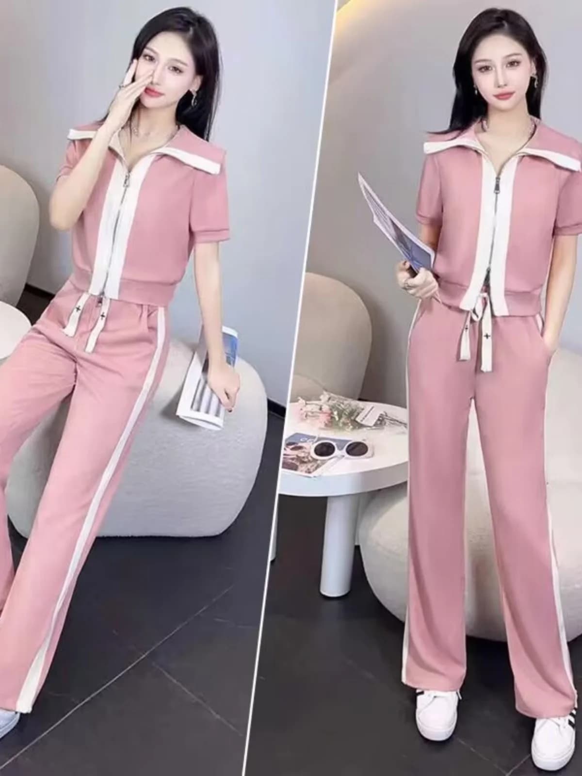 Laid-back Style Fashionable Sportswear Set Loose Casual Korean Version Short Sleeve Two-piece Set for Women Summer New Arrival