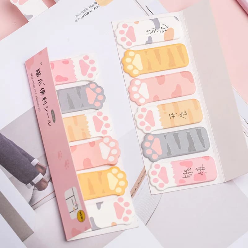 Kawaii Cancelleria Cartoon Cat Paw Memo Pad Segnalibro Bandiere Indice Tab Note adesive Etichetta Adesivi di carta Blocco note Cancelleria