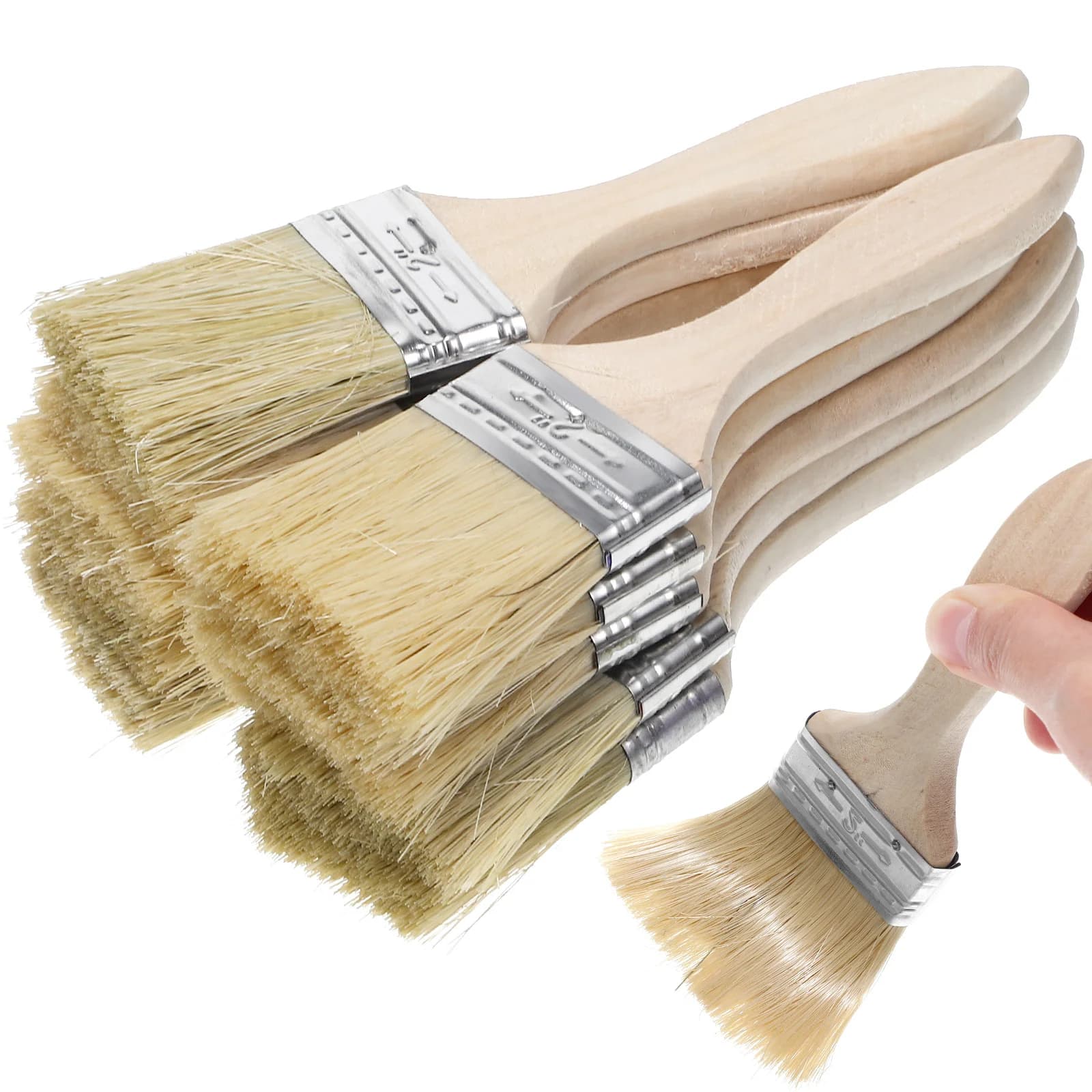 10 Pcs Set Thickened Wooden Handle Paint Brush Fine Bristles Wall Painting Tool Durable Fiber Basting Brush For Paint