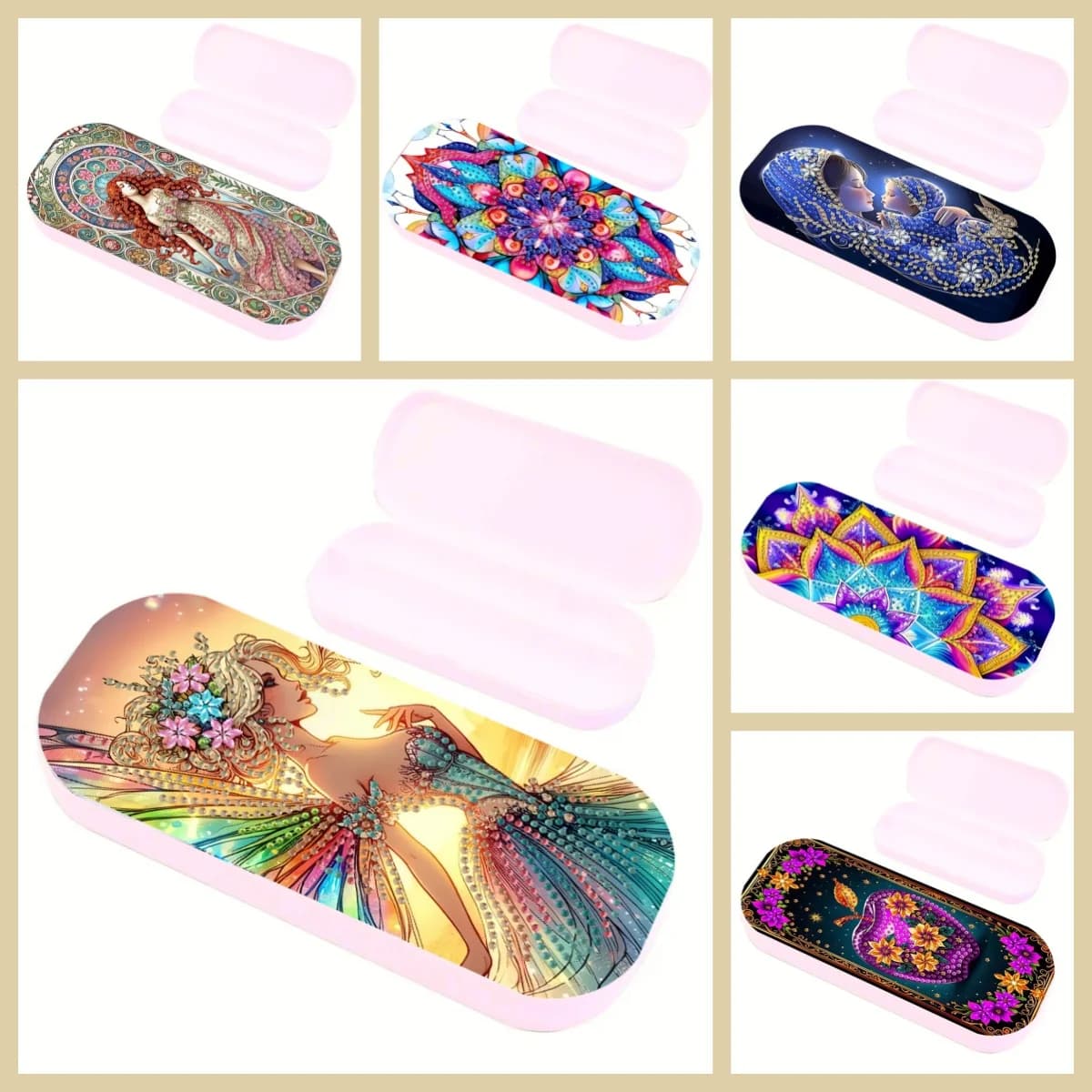 1 set of diamond painting with DIY/Fish portrait, decorated with a plastic box for 5D crystal stationery