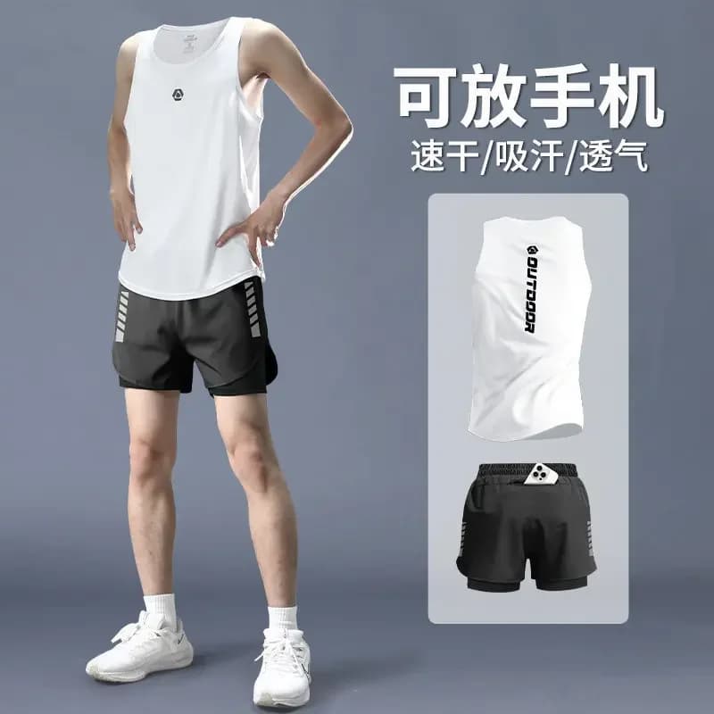 Set Estivo da Uomo: Canotta e Pantaloncini ad Asciugatura Rapida, Attrezzatura Professionale per Maratona e Allenamento di Basket