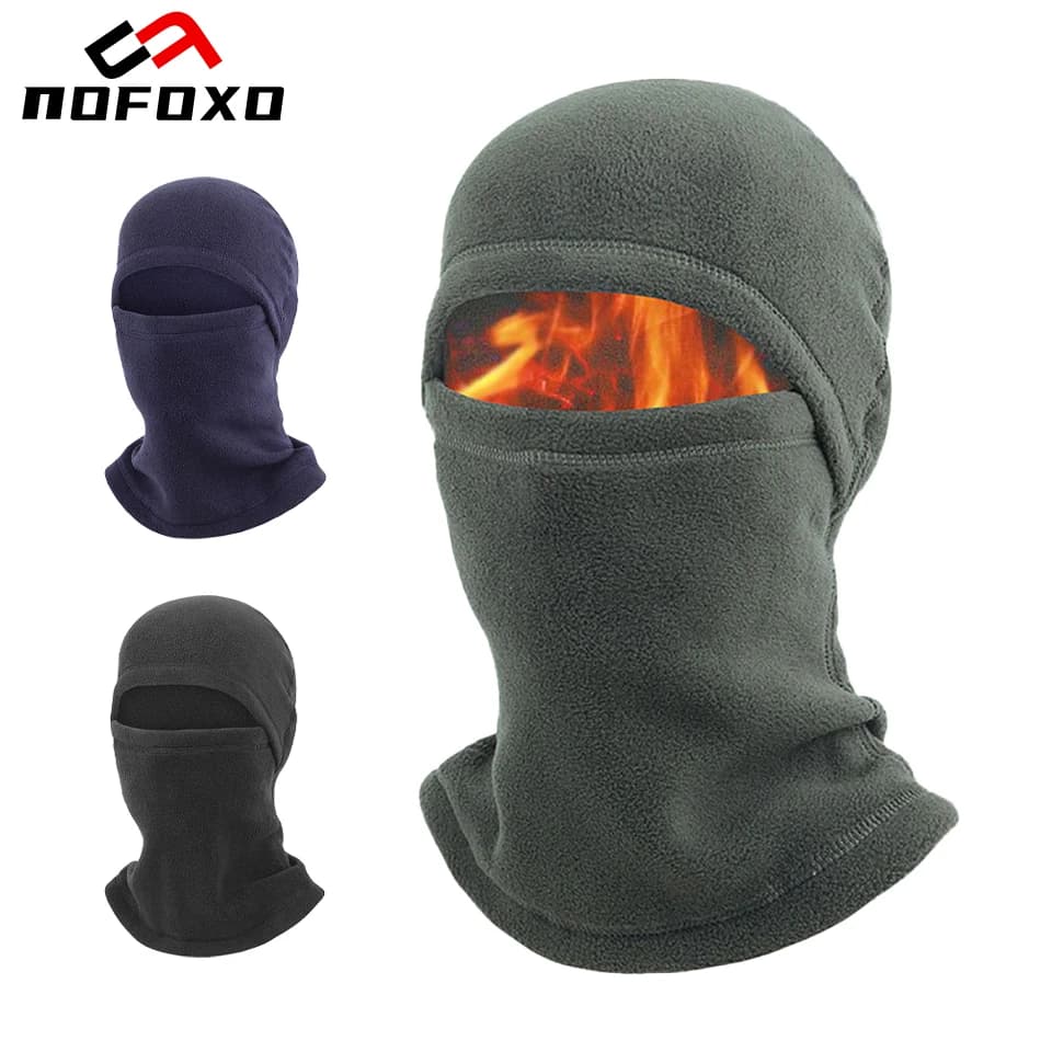 NOFOXO Maschera da ciclismo calda invernale Passamontagna antivento Maschera da sci Cappello Maschera a pieno facciale Scaldacollo Berretto da esterno in pile polare Copertura per il viso