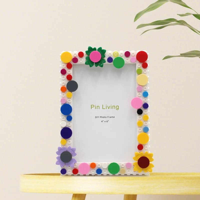 1PC cornice per foto girasole fai da te, blocco di colori semplice, cornice per la decorazione domestica, regalo di attività creativa fatto a mano