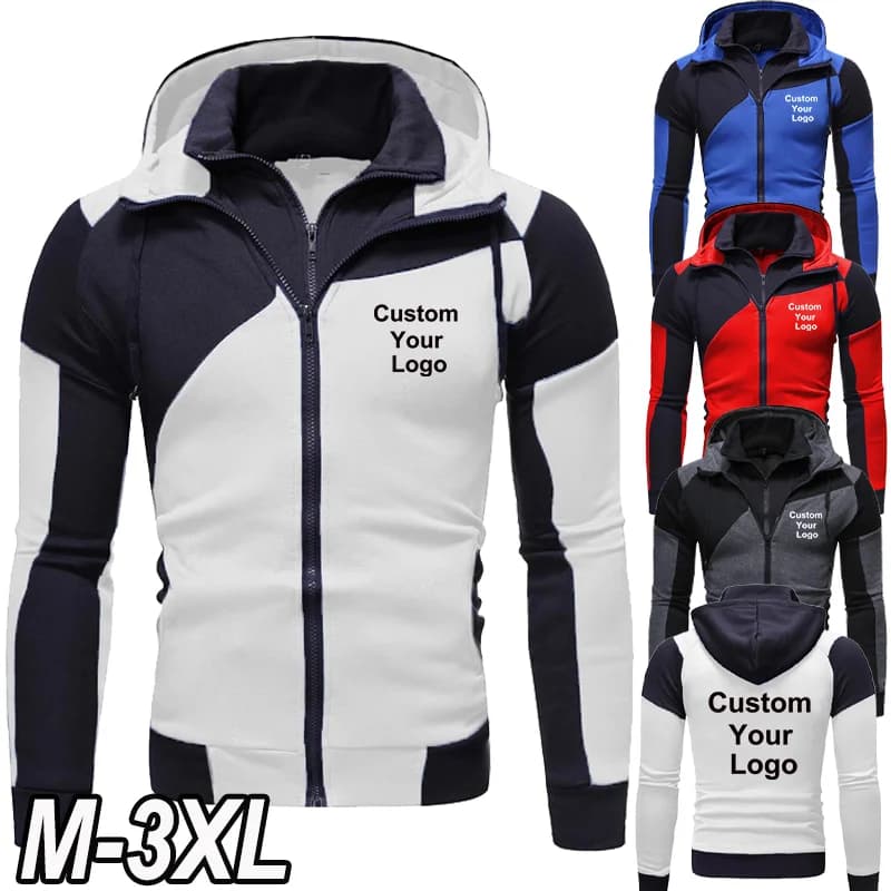 Felpa con cappuccio da uomo personalizza il tuo Logo giacca con cappuccio con doppia cerniera cappotto invernale addensato felpe con cappuccio giacca abbigliamento moda