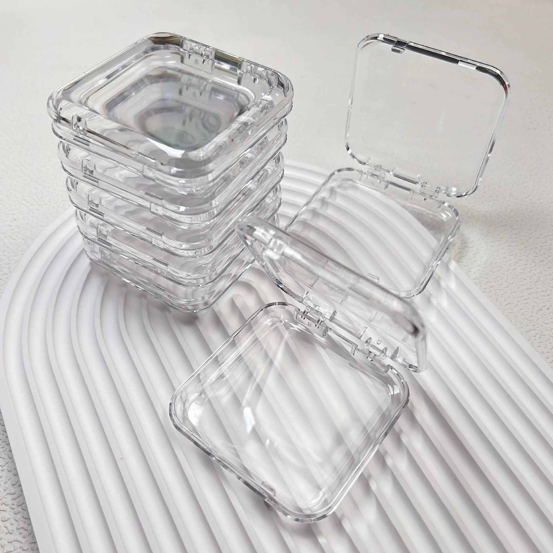 False Nail Case Plastic Storage Box for Fake nails Transparent Pink Nail Art Display Stand Fake Nails Organizer Packing Box