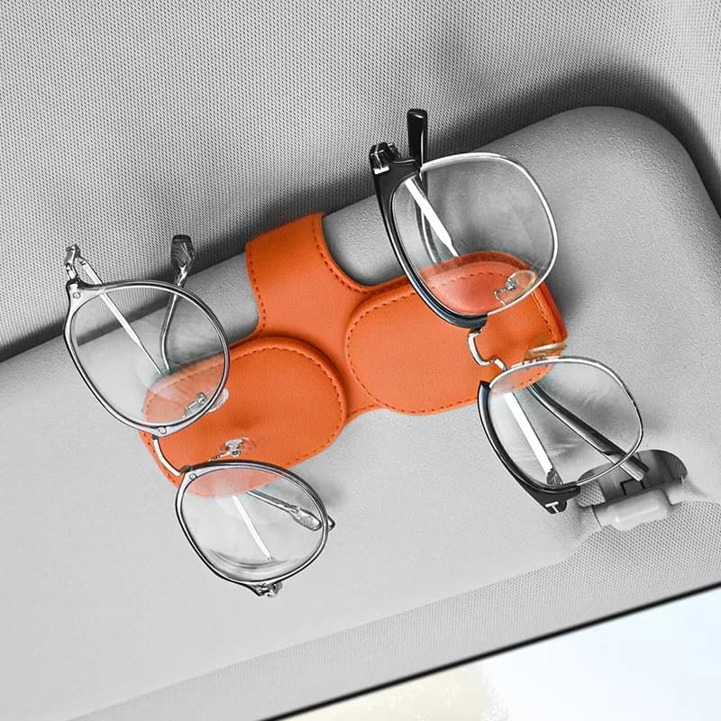 Porta occhiali per auto Occhiali da sole per auto multifunzionali Porta banconote con doppia clip Porta carte per occhiali da sole per auto