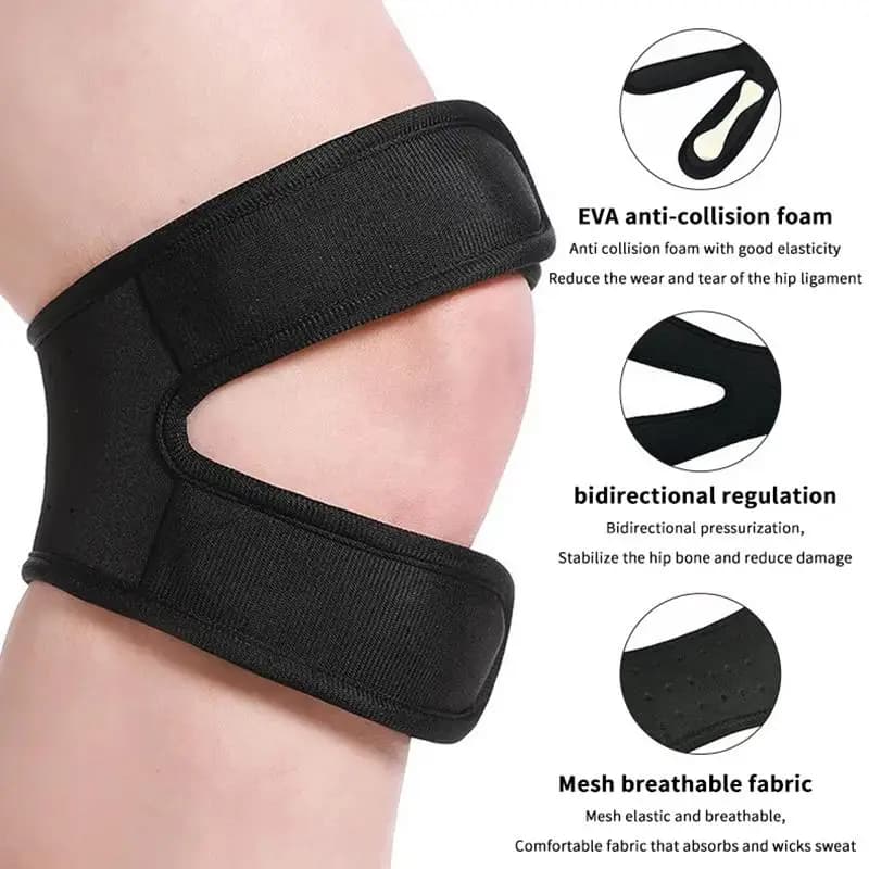 Sports Knee Support Strap Dual Tendon Relief Brace Adjustable Compression for Gym Workout 1 PCS