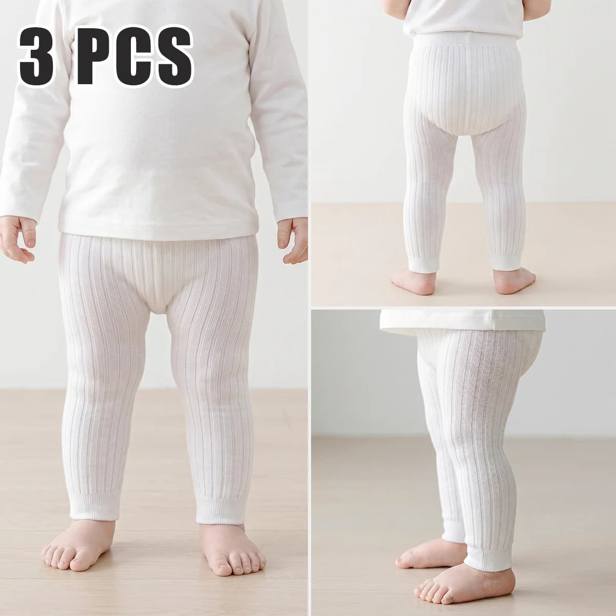 3 PCS Kids' tights, girls' baby leggings, moderate thickness, suitable for all seasons, simple striped style.