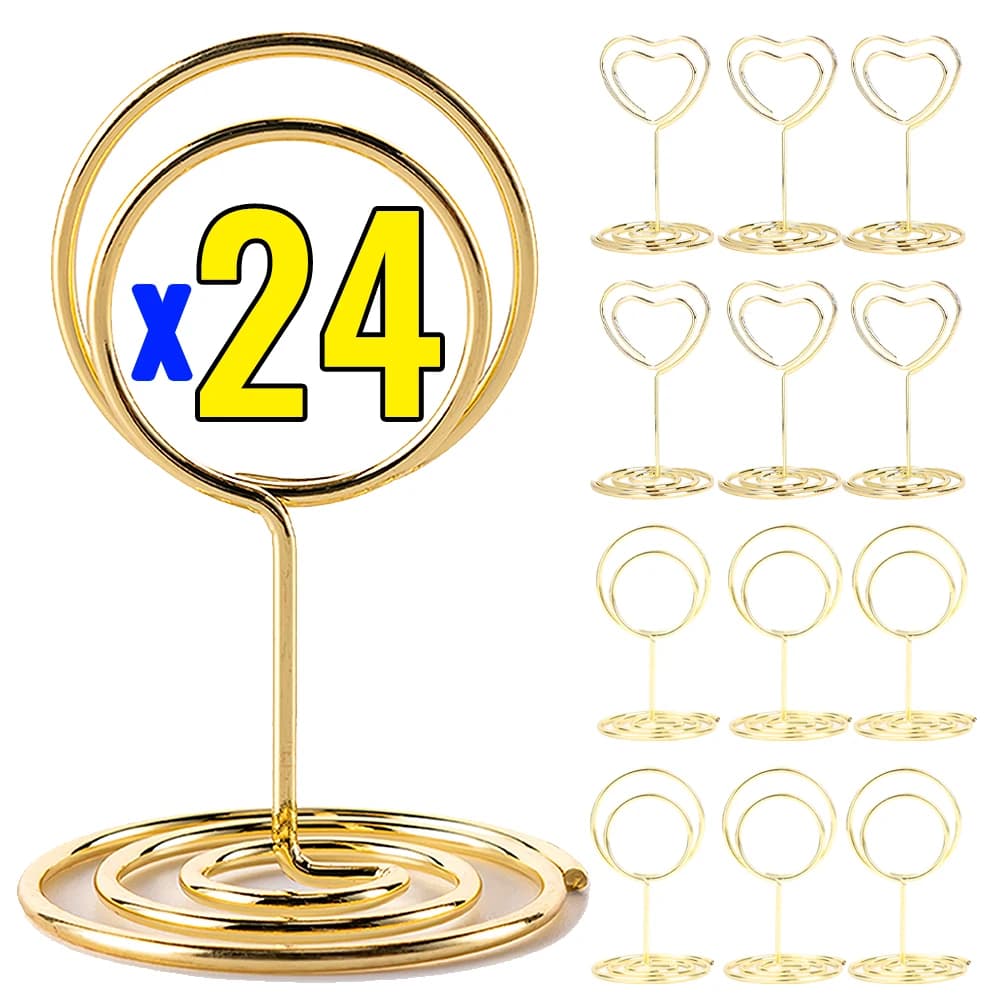 24-2 pezzi porta segnaposto in metallo supporti per clip per foto tavolo da matrimonio numero nome segno supporto per matrimonio festa di compleanno decorazioni per la casa