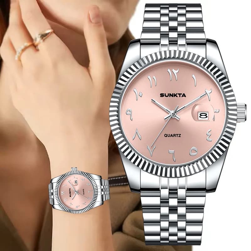 SUNKTA Nuovo orologio al quarzo di lusso per donna Moda quadrante rosa Orologi da donna luminosi impermeabili Orologio sportivo semplice ed elegante da donna