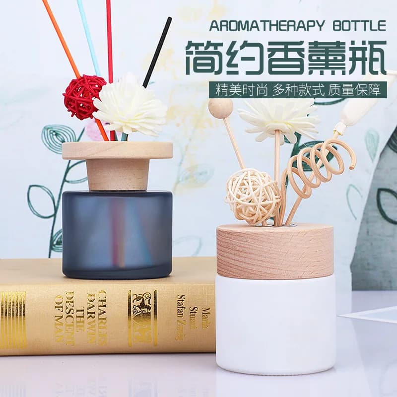 1 pz 140ml bottiglia di diffusore di fragranza domestica vuota con tappi in legno contenitore di vetro diffusore di canna bottiglia di diffusore di olio essenziale