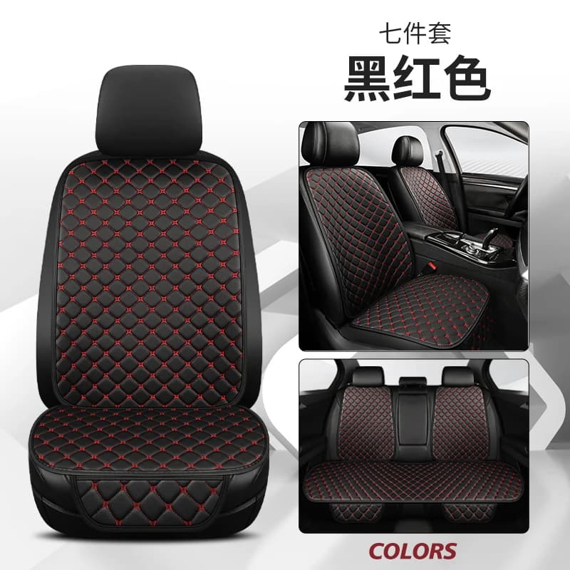 Set of 7 car leather seat covers, seat cushion, back seat, universal backrest small in three pieces for four seasons, non-slip, br