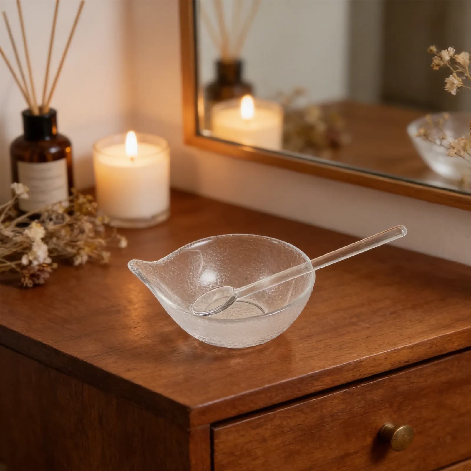 1Set Facial Mask Bowl Glass Clear Stable Mixing Face Mud Mask Blender DIY Esthetician Supplies Mixing Tool