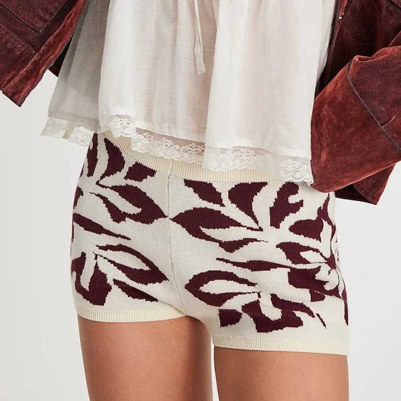 Pantaloncini maglione lavorato a maglia con grafica Y2k da donna Pigiama da salotto Micro pantaloncini Vita bassa Floreale Aderente PJ Bottoms Loungewear