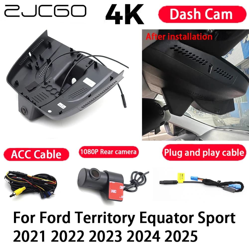 4K Plug and Play Car Camera, Dash Cam with Night Vision for Ford Territory Equator Sport 2021 2022 2023 2024 2025