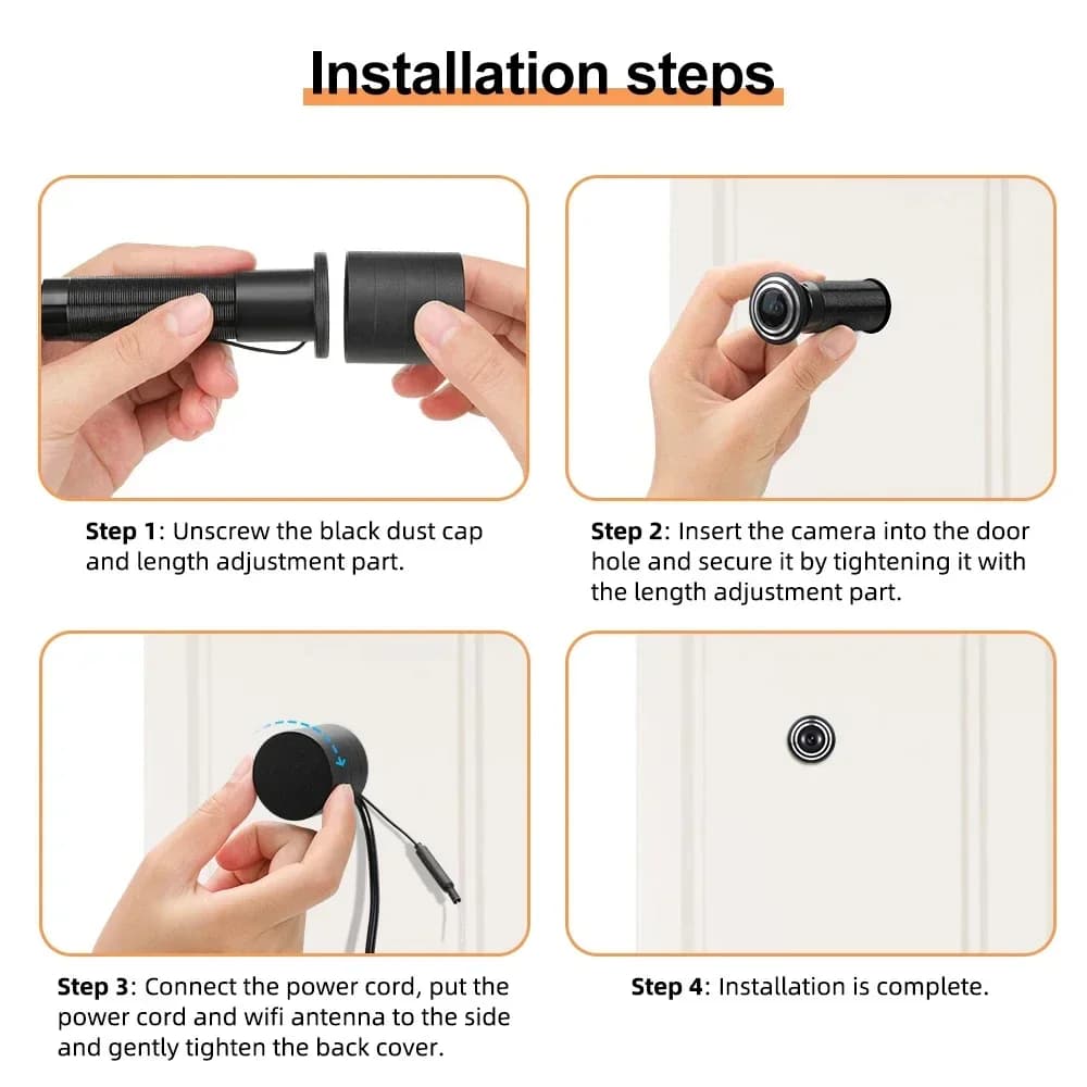 Video Door Phone 2MP HD WiFi Peephole Camera Motion Detection Wireless Intercom Door Viewer with Night Vision for Home Security