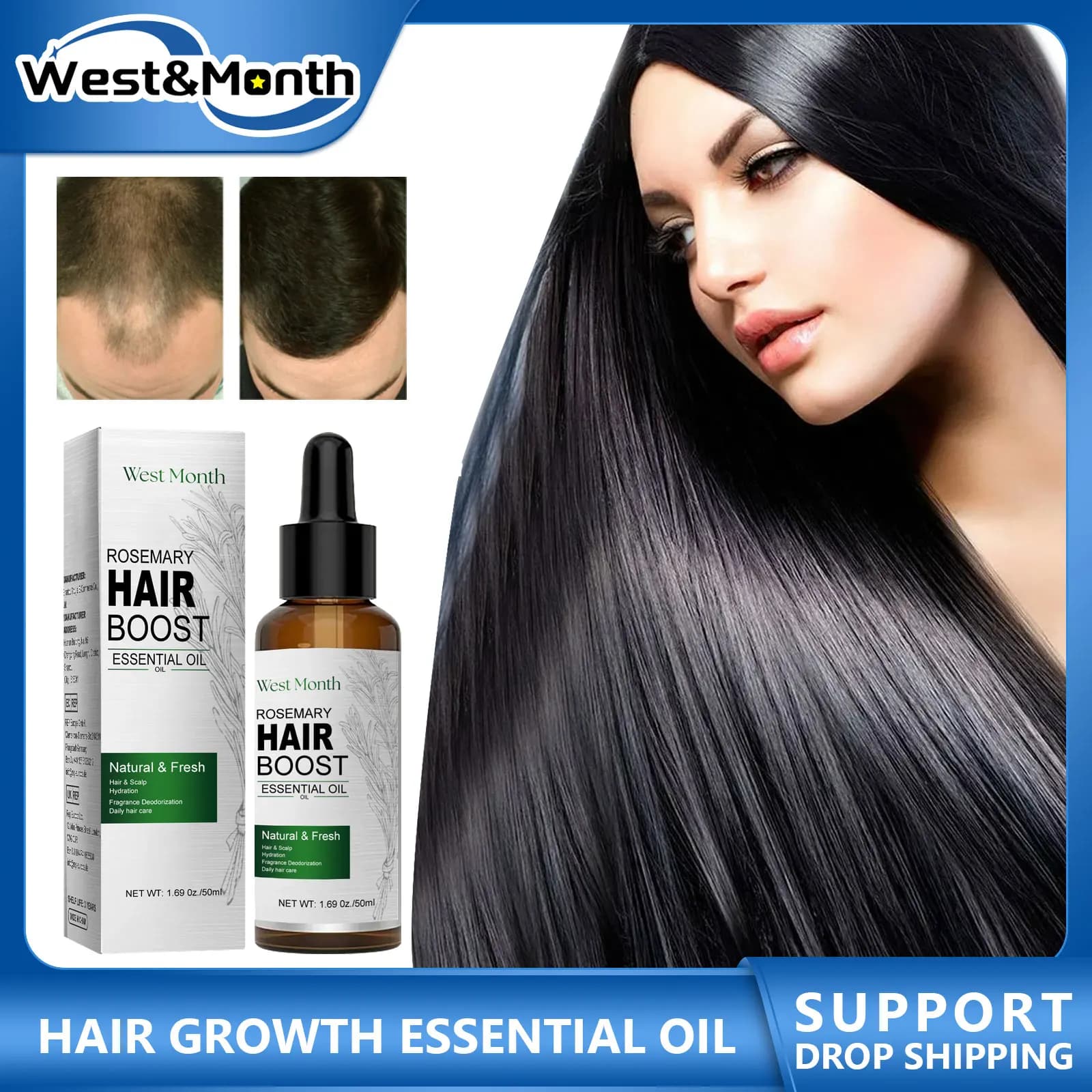 Olio essenziale per la crescita dei capelli rosmarino previene la calvizie trattamento del cuoio capelluto denso riparatore nutriente liscio setoso olio anticaduta