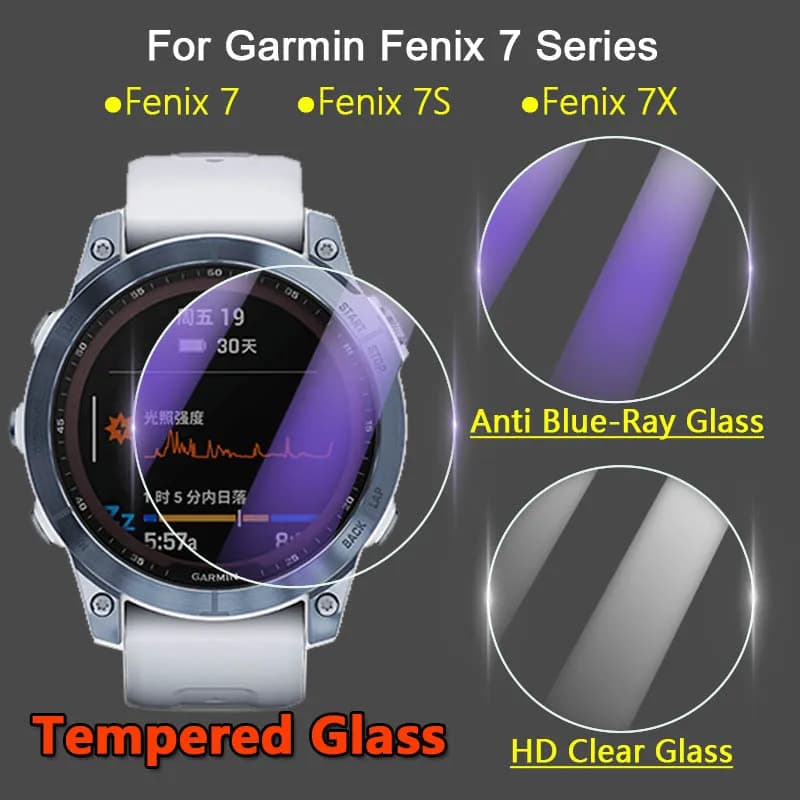 Pellicola salvaschermo 5 pezzi per Garmin Fenix 7 7S 7X Epix Pro Smart Watch 2.5D HD pellicola protettiva in vetro temperato trasparente/Anti raggi blu