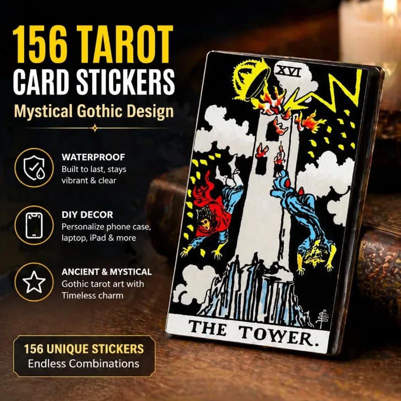 Adesivi Misteriosi con Carte dei Tarocchi dell'Antica Roma Europea, Decalcomanie Creative Impermeabili Fai-da-Te per iPad, Design Vintage con Motivi Occulti