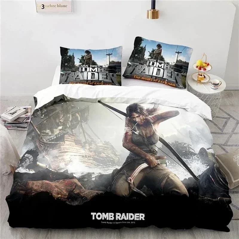 3D print Game Tomb Raider Comfortable Duvet Quilt Cover Pillowcase Bedding Set Children Bedroom Decoration Home Textile