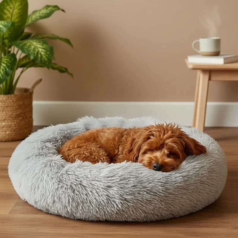 Cuccia per Cani Super Morbida a Forma di Ciambella 70cm/27.56in, Lavabile, Comoda, Calmante, Rotonda per Gatti e Cani, Nido Invernale