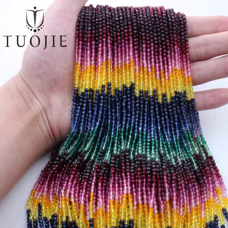 Nuove Perline di Cristallo da 3mm All'Ingrosso, Perline di Vetro Sfaccettate Colorate Sfumate per Creazione di Gioielli, Braccialetti Fai-da-Te, Accessori, 42cm/filo