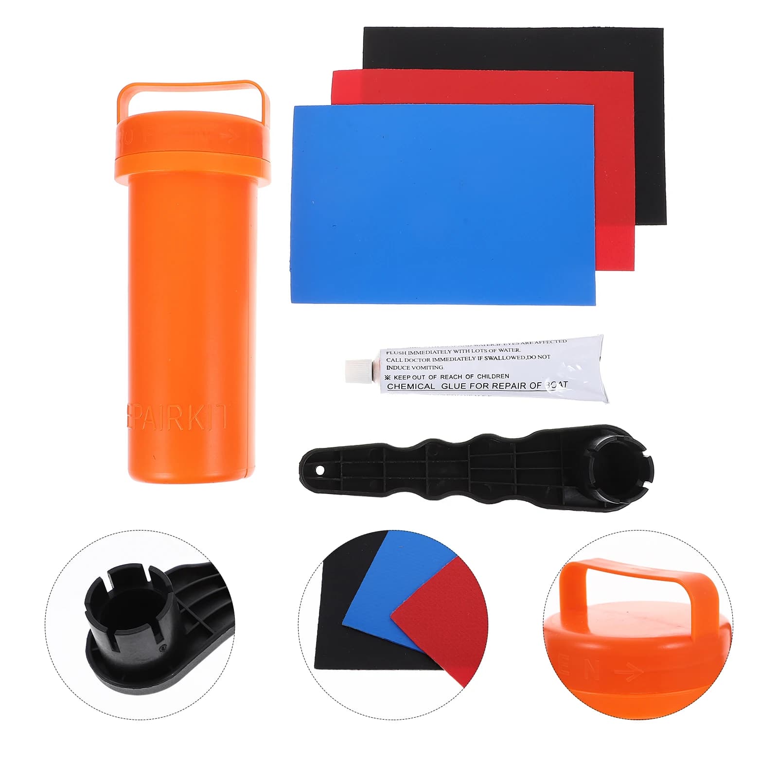 1 Set Kit di riparazione gonfiabile Paddle Board Tavola da surf Patch Gommone Accessori per kayak Materiale in PVC ABS Strumenti professionali Valvola dell'aria