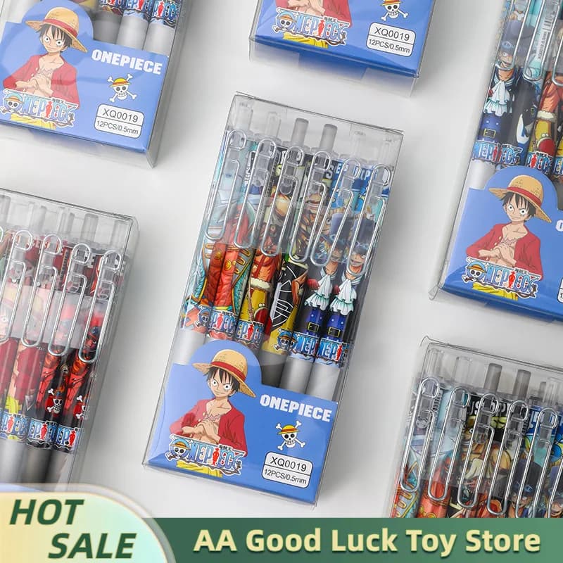 12/144pcs Anime ONE PIECE Gel Pen Student Writing Tools 0.5 Anime Iron Man Signature Press Pen Office Supplies Stationery Gifts
