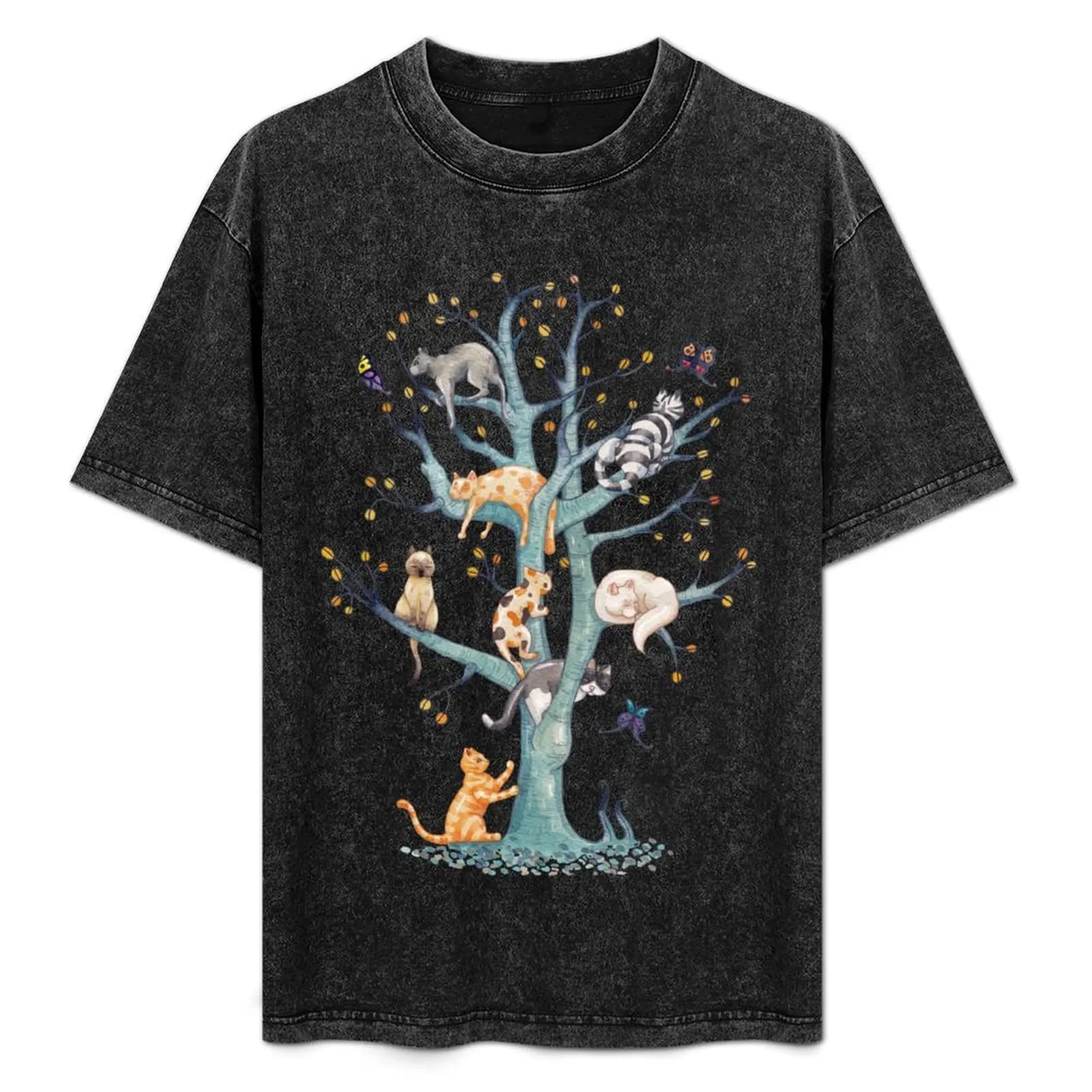 T-shirt The Tree of Cat Life, T-shirt casual da lavoro