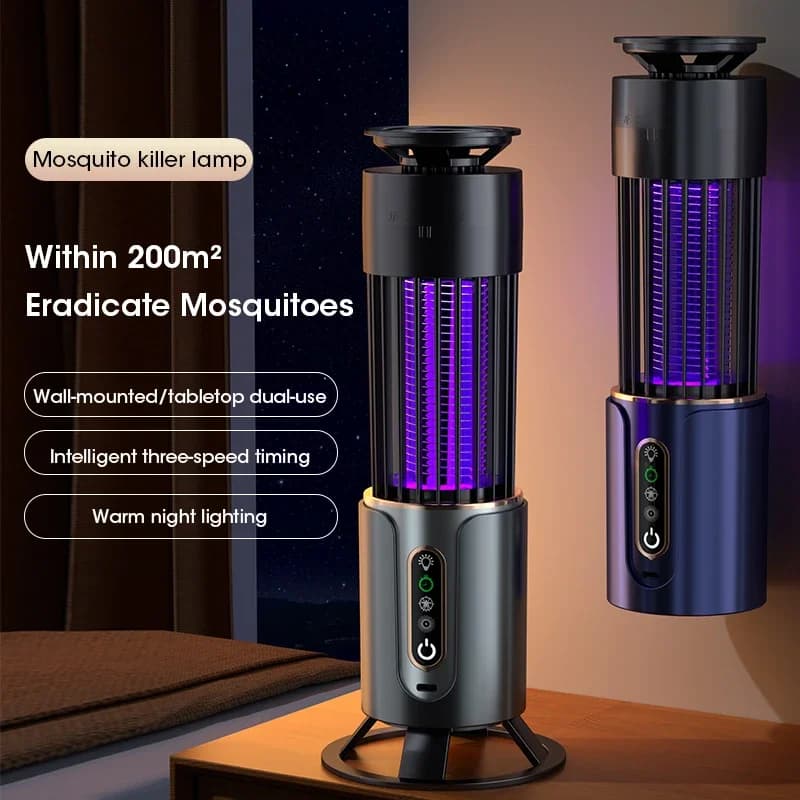 Lampada antizanzare USB 2-in-1 con scacciamosche elettrico portatile per esterni, repellente per insetti con funzione timer per viaggi