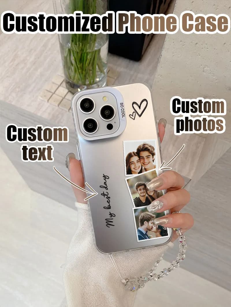 Custom Phone Case with DIY Photo for iPhone 17 Air 16 15 14 Plus 13 12 11 Pro Max X XS 7 8 SE Rear Cover Hard Color Silver