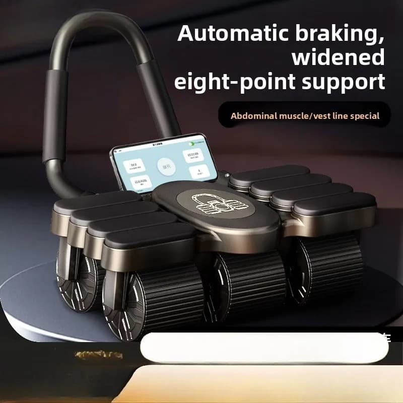 Abdominal Wheel, Elbow Support, Phone Stand, Automatic Rebound, Plank, Crunch, Two-in-One Ab Rollers Portable Fitness Equipment