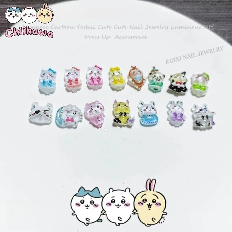 Accessori per Nail Art Chiikawa Cartoon Dudu Face, Adesivi Decorativi Carini per Bambini Hachiware, Regalo in Resina per Unghie Fai-da-Te
