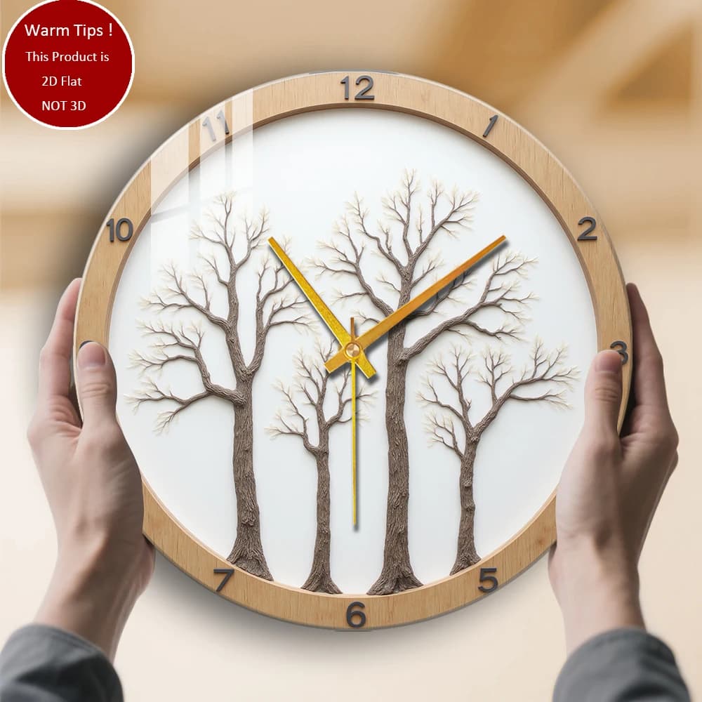Orologio da parete in vetro temperato Design a quattro alberi adatto per decorazioni murali o display da tavolo ovunque