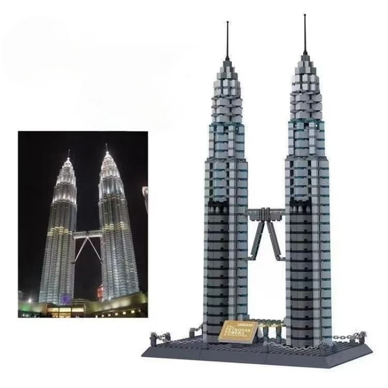 1158PCS Kuala Lumpur Petronas Twin Towers Building Blocks Famous City Architecture Children Assembled Bricks Gift Toys