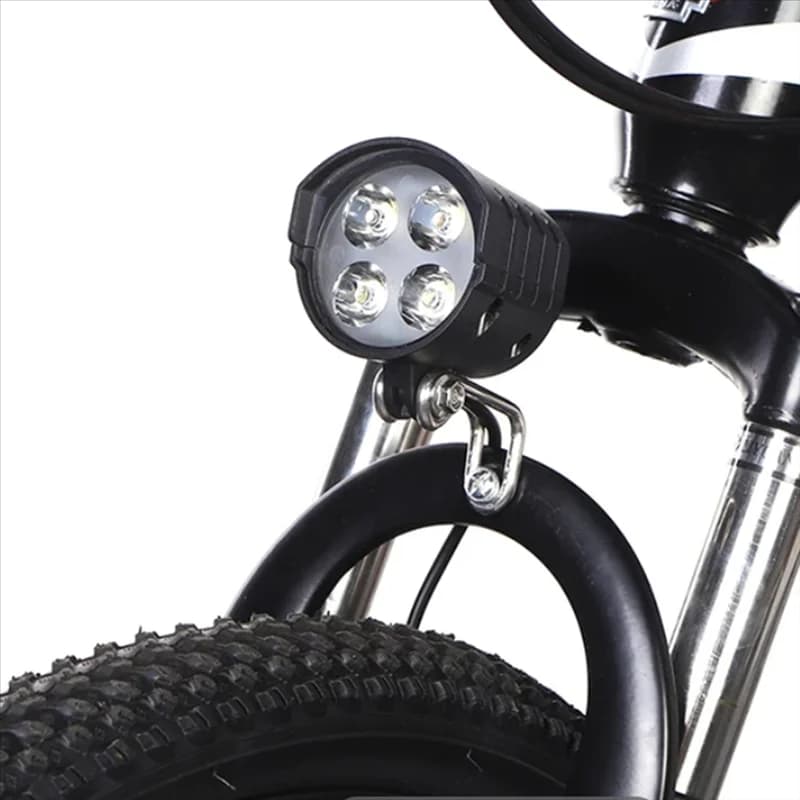 A06F-E-Bike Clacson Light 12W Bicicletta elettrica 4 LED Faro impermeabile 2 in 1 Clacson e interruttore della luce Torcia per bicicletta