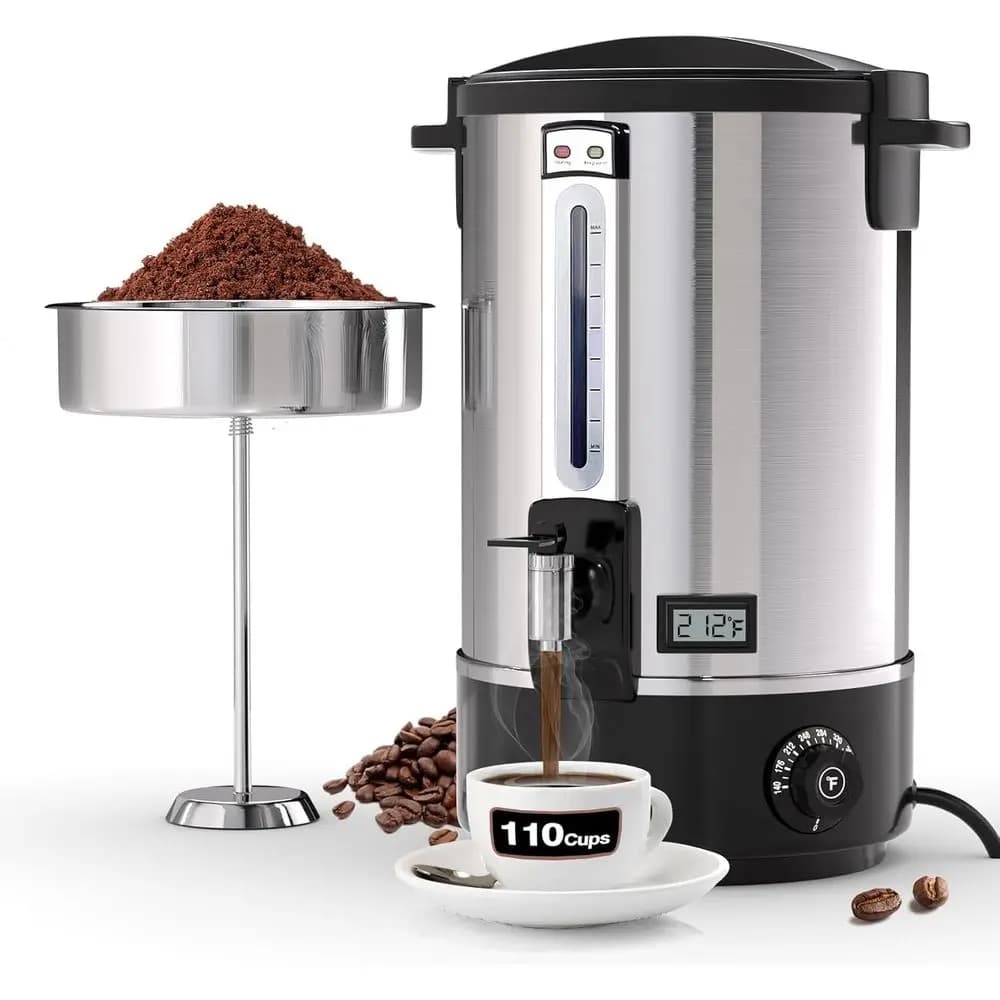 Dispenser Elettrico per Bevande in Acciaio Inox da 16L con Termometro, Ideale per 110 Bicchieri - Perfetto per Matrimoni, Feste e Catering