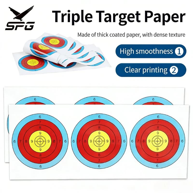 Bersagli di Carta a 3 Punti per Tiro con l'Arco, Accessori Rotondi da 60 cm per Pratica di Caccia e Tiro con Arco Compound e Ricurvo