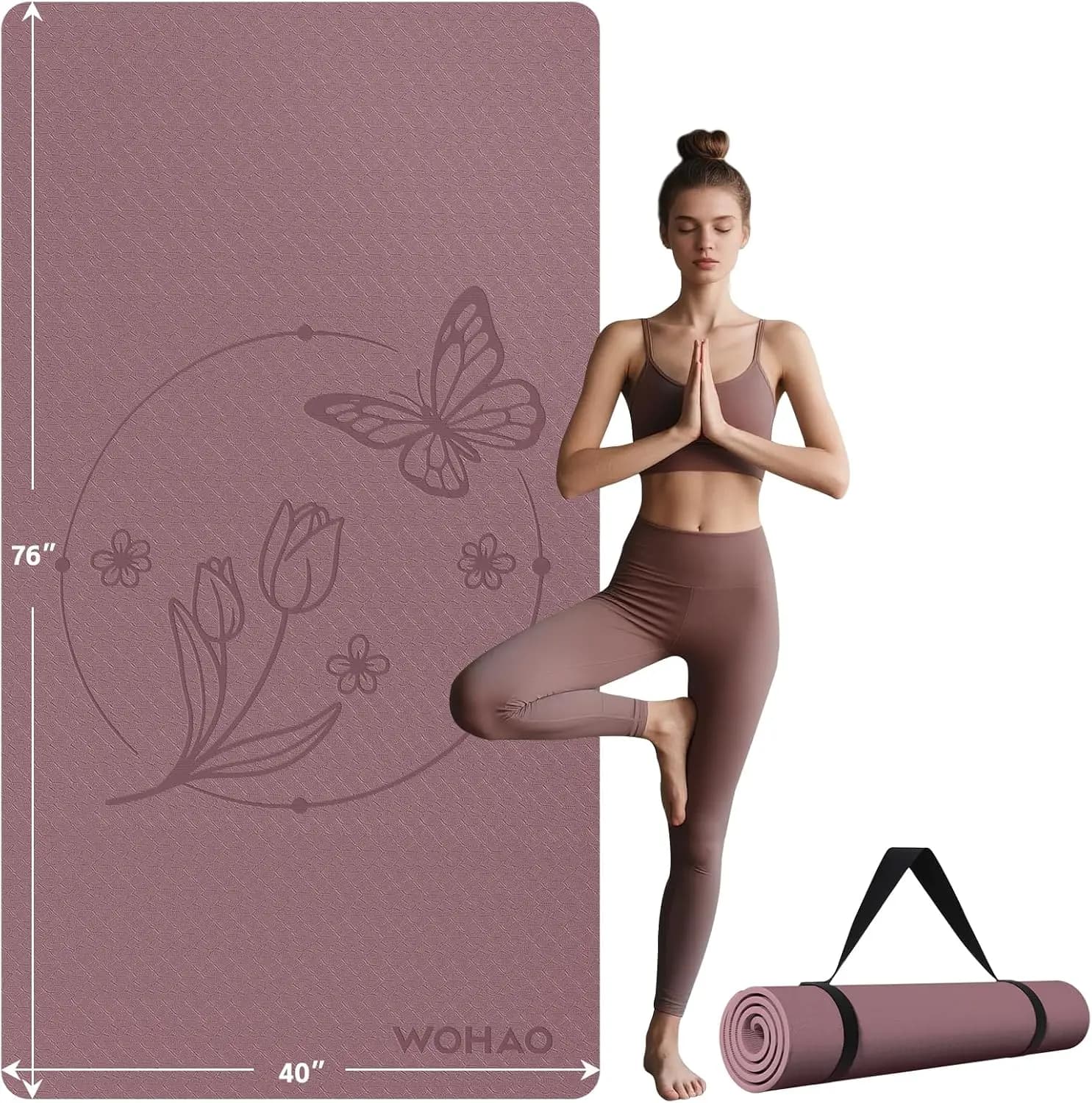 Yoga Mat Large 76x40x0.4 Inches - Extra Largo Exercise Mat and Thick Anti-Slip for Stretching, Yoga, Gym, Home Training