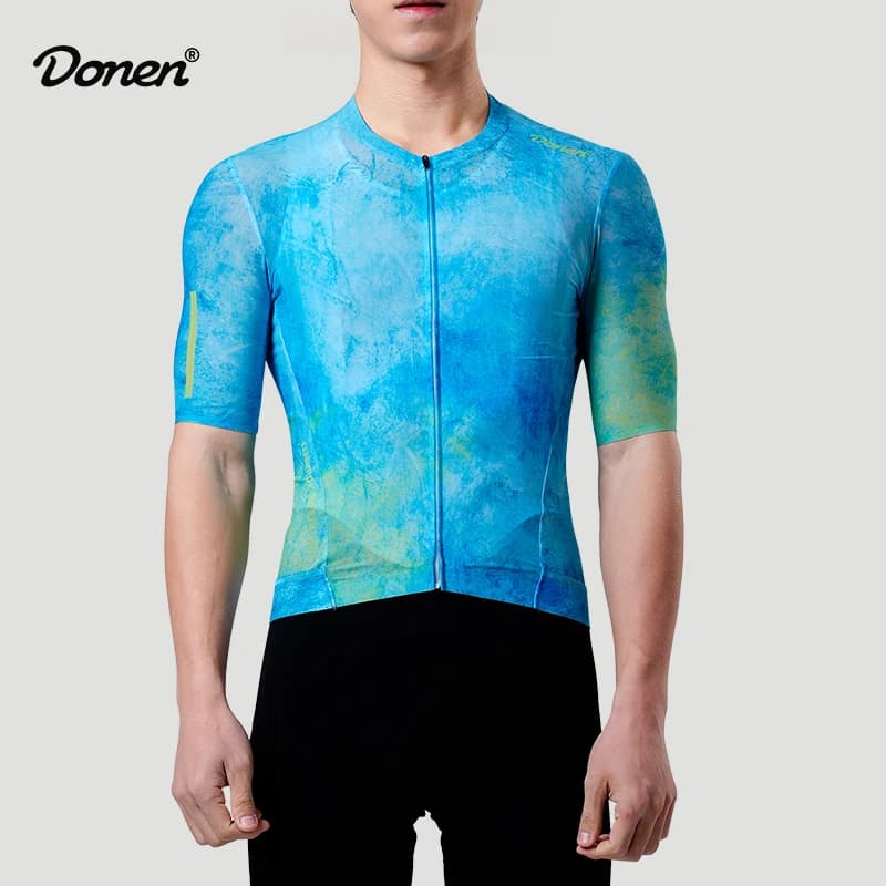 Pantaloncini da Ciclismo DONEN per Uomo, Maglia a Maniche Corte Traspirante ad Asciugatura Rapida, Protezione Solare Altamente Riflettente
