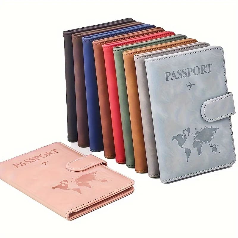 1 porta carte di credito antifurto da viaggio, protezione multifunzionale per passaporto, porta passaporto multi-card, portafoglio in pelle PU