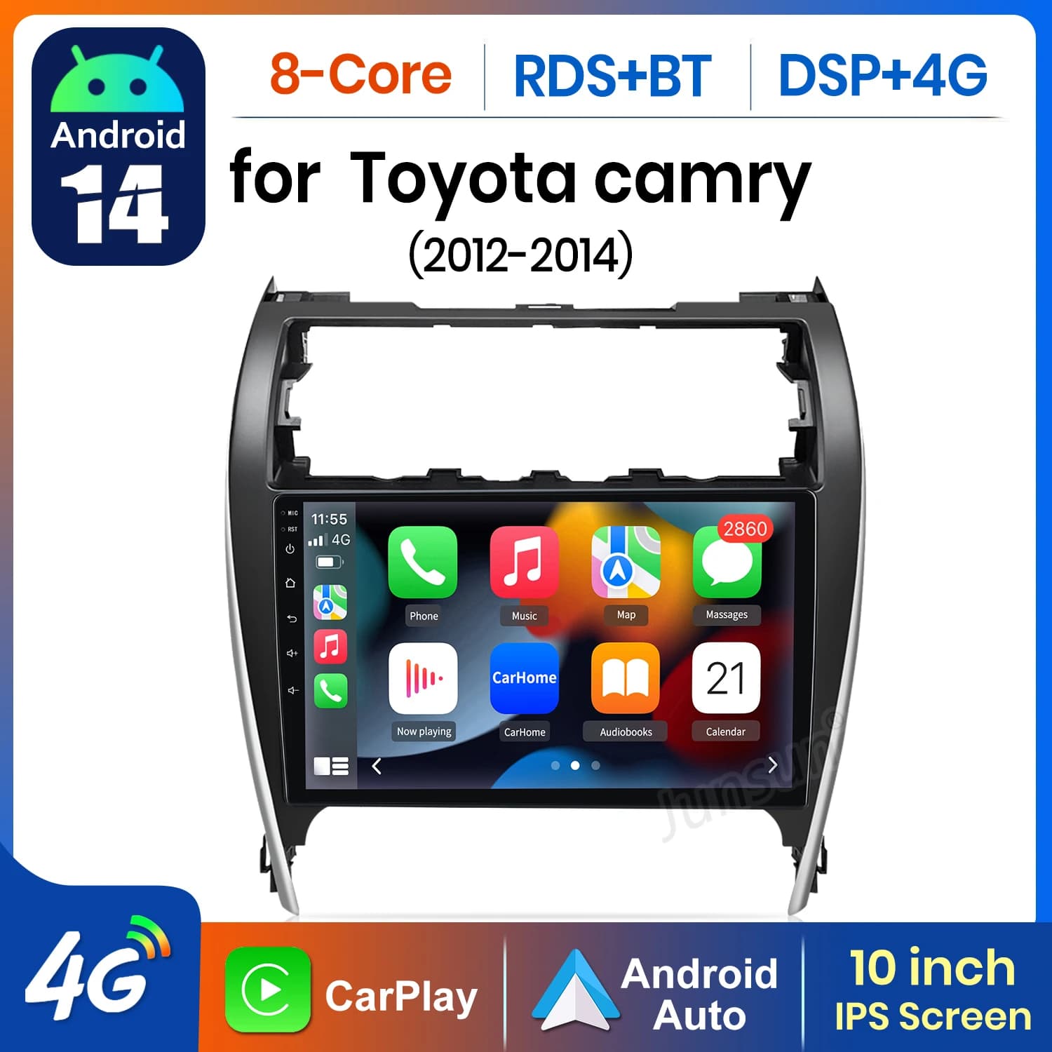 AWESAFE AI 4G LTE Wireless CarPlay Android Auto Autoradio Per Toyota Camry 7 XV 50 55 2012 2013 2014 GPS Navi BT DSP RDS FM
