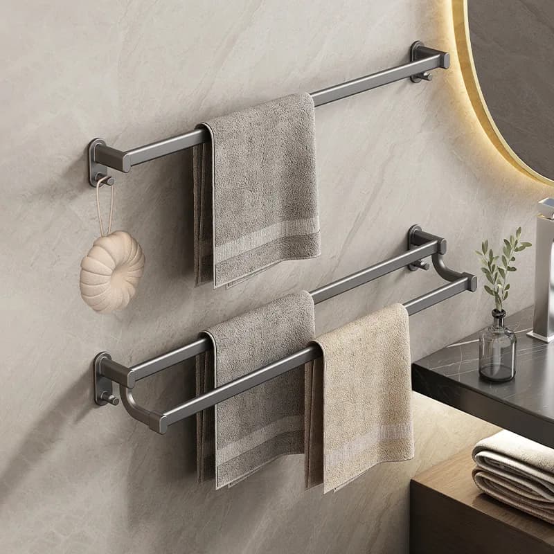 Portasciugamani da bagno senza punzonatura, portaoggetti da bagno, portasciugamani da bagno, lusso accessibile, grigio pistola